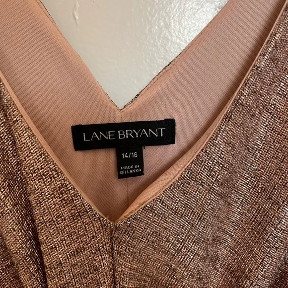 Elegant Metallic Rosegold Sleeveless Dress Size 14/16 - Picture 4 of 14